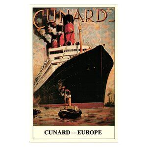 Cunard Europe Aquitania Marine Poster Odin Rosenvinge Print 1990 Cunard 1 of 23